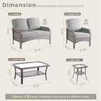 Wicker Patio Furniture Set High Back Loveseat Sofa Couch Armchair Coffee Table - Image 2