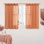 Orange Linen Curtains 40 Inch Length, Light Filtering Panels | Semi Sheer by LAMIT