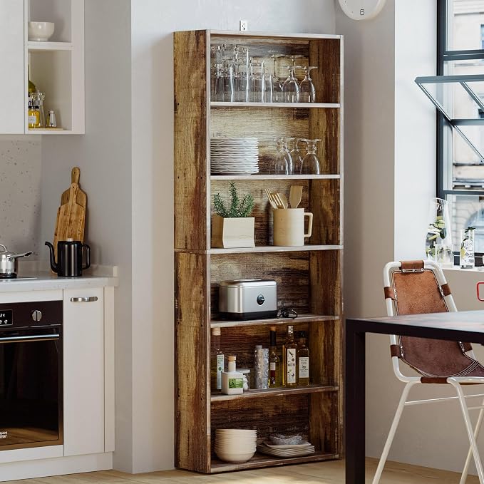 IRONCK Bookshelves and Bookcases Floor Standing 6 Tiers Display Storage Shelves - Image 5