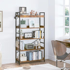 HCHQHS 5 Tier Bookshelf, Adjustable Industrial Bookcase, Vertical Tall Book - Image 7