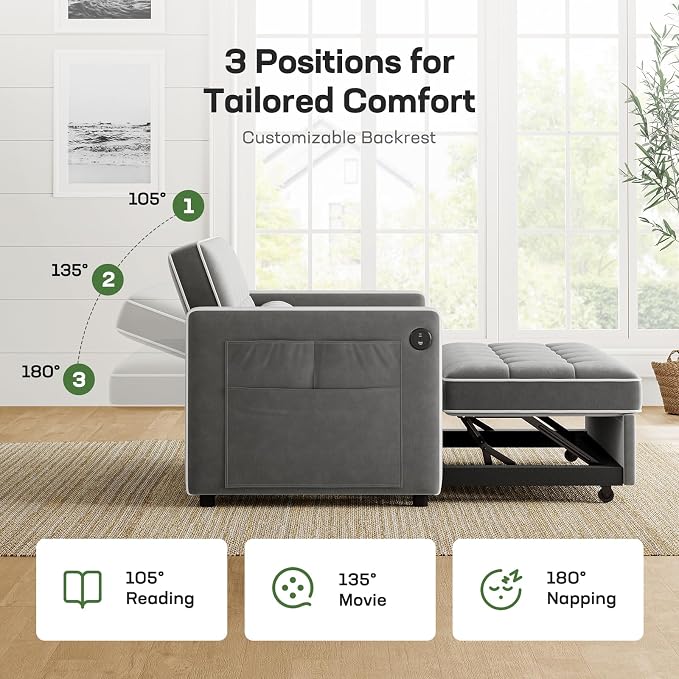 Marsail 3-in-1 Convertible Futon Sleeper Sofa Bed, Pull Out Couch - Image 7