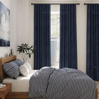 Navy Blue Linen Curtains for Living Room 2 Panels Set Extra Long Back Tab Light - Image 7