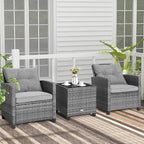 COSTWAY 3-Piece Patio Furniture Set, Outdoor Wicker Rattan Sofa - Image 2