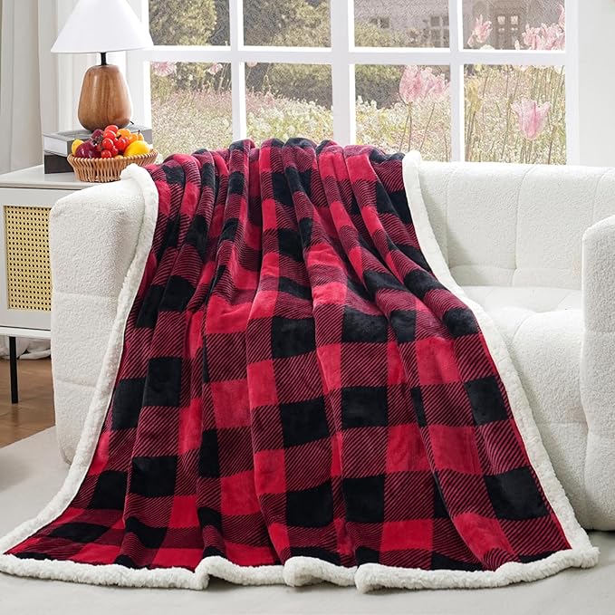 PU MEI Sherpa Fleece Throw Blanket 60" x 80" Reversible Plush Fluffy Large Big - Image 5
