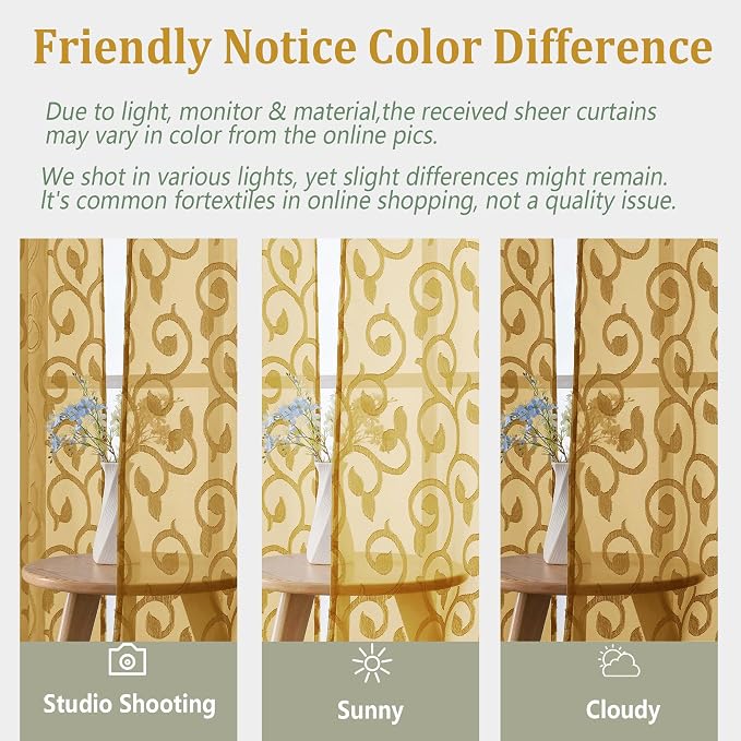 Furman Cafe Curtains 24 Inch Length 2 Panels Set, Elegant Geometric Jacquard - Image 4