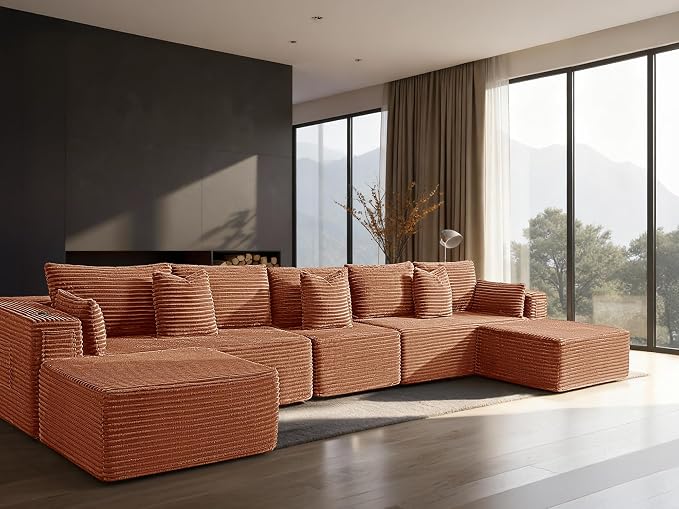 168" Cloud Sectional Couch, Comfort U Shaped Sofa by VYUXWO