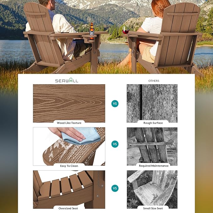 SERWALL Adirondack Chair with Cup Holders - Image 3