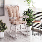Lewtemi 2 Set Brown Gingham Rocking Chair Cushion Village Ruffled Rocking Chair - Image 4