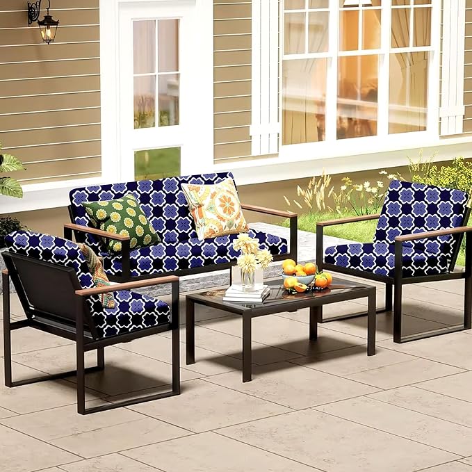 8Pcs Patio Cushion Covers, Outdoor Stretch Cushion Covers, Washable | Stretch - Image 6