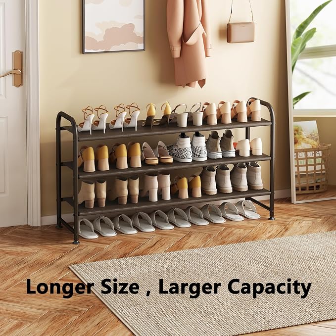 INGIORDAR Shoe Rack 3 Tier Long Storage Organizer Wide Metal Shoe Shelf - Image 4