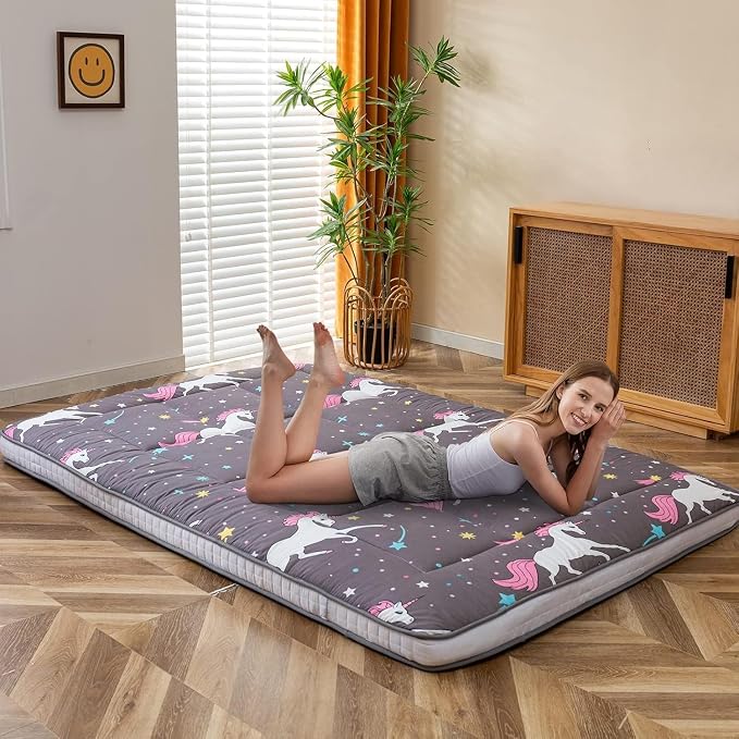 MAXYOYO Unicorn Pattern Futon Mattress, Padded Japanese Floor Mattress Quilted - Image 2