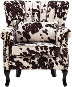 Cow Print Accent Chair Modern Velvet Armchair Tufted Wingback Club Chair Single by DMFurniture