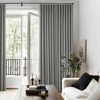 Grey Pinch Pleated 100% Blackout Linen 80 Inch Window Curtains 2 Panels Set | - Image 9