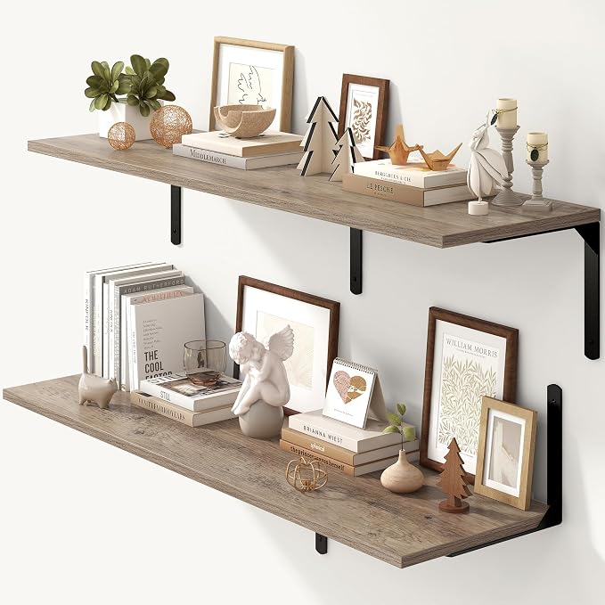 Fun Memories Floating Shelves for Wall, 12 Inch Deep Floating Shelves Set of 2 by FunMemories