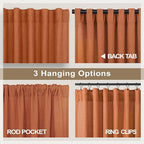 Pitalk 60 Inch Wide Curtains for Living Room 2 Panels Back Tab Pocket Drape - Image 5