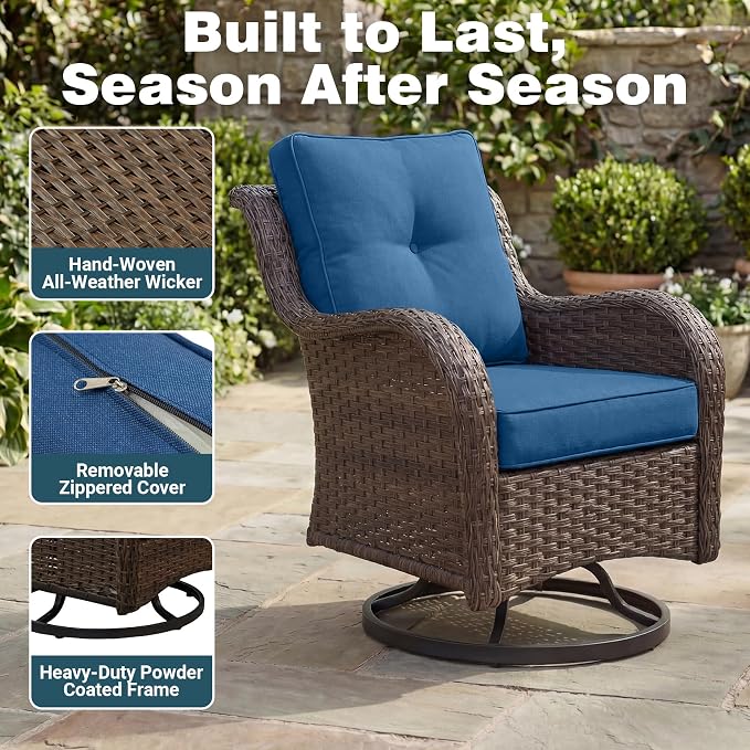 Patio Furniture Set, High Back Swivel Rocker Chairs, Weather Resistant Olefin - Image 7