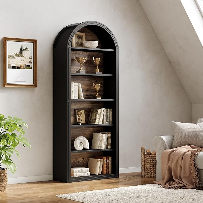 LITTLE TREE 6-Tier Bookcase, Large Freestanding Wooden Open Bookcase Bookshelf - Image 4