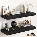36Inch Black Floating Shelves for Wall, 12 Inch Deep Shelves for Bedroom by FunMemories
