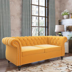 ORRD 2 Piece Living Room Set, Velvet Chesterfield Sofa Loveseat Couch - Image 6