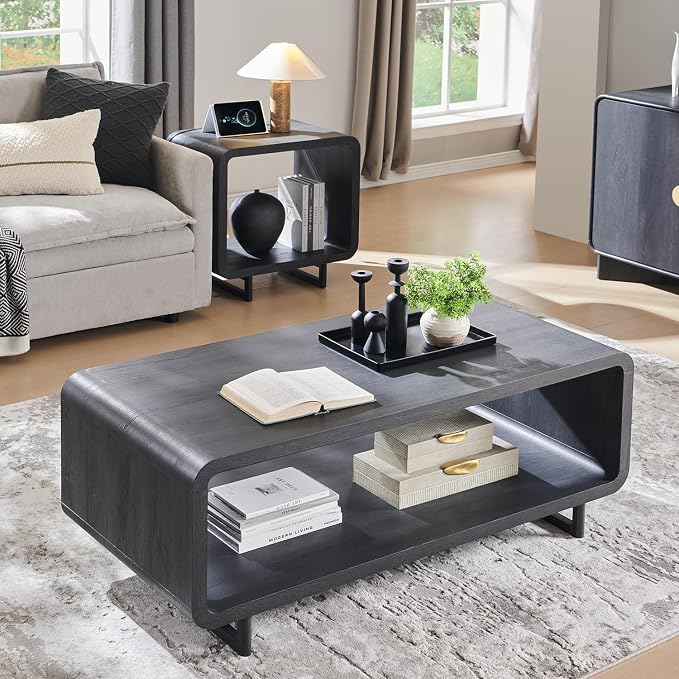 IFGET 48" Modern Coffee Table, 2-Tier Minimalist Center Table - Image 7