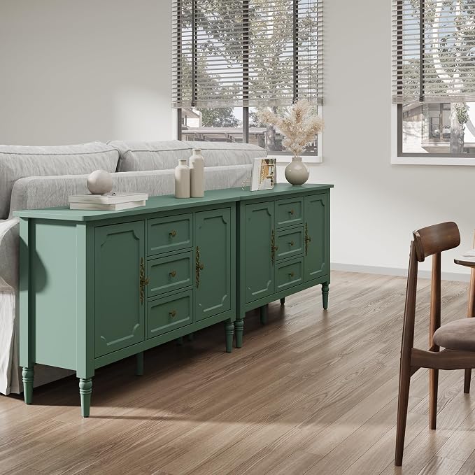 FansaFurn Green Storage Cabinet, Mid-Century Buffet Cabinet - Image 8