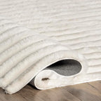 nuLOOM Kai Off White Striped Washable Area Rug, Off White - Image 7