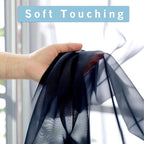 Blue Sheer Curtains, Sheer Curtains 84 inch Length 2 Panels Set, Rod Pocket - Image 4