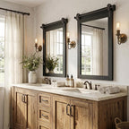 24"x36" Black Barn Door Wall Mirror, Solid Wood Framed Rustic Accent Mirror - Image 8