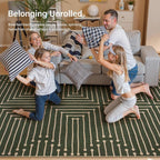Lahome Maze Line Green Kitchen Runner Rug, 2x8 Outdoor Easy Jute Runner Rug | - Image 4