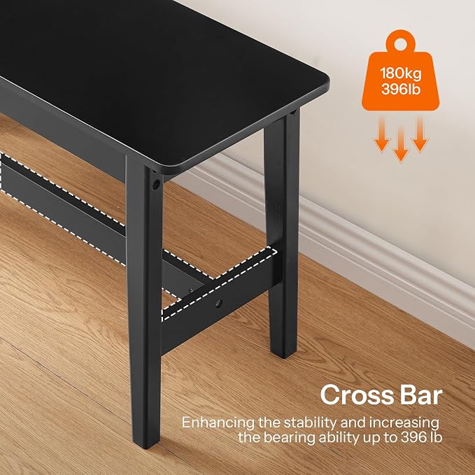 HOOBRO 39.3'' Bamboo Dining Bench, Farmhouse Kitchen Table Bench, Kitchen & - Image 8