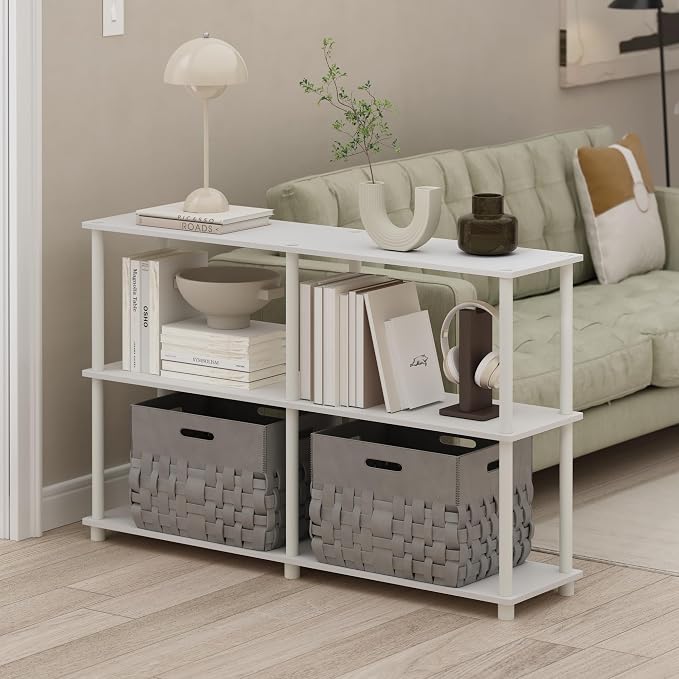 Furinno Turn-N-Tube Storage Shelves, 3-Tier 47.4 Wide Book Shelf, Corner Shelf - Image 2