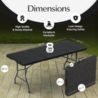 6 Feet Foldable Table with Built in Handle & Steel Legs | 6FT Heavy Duty - Image 3