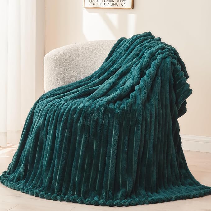NEWCOSPLAY Fleece Ribbed Cozy Throw Blanket by NEWCOSPLAY