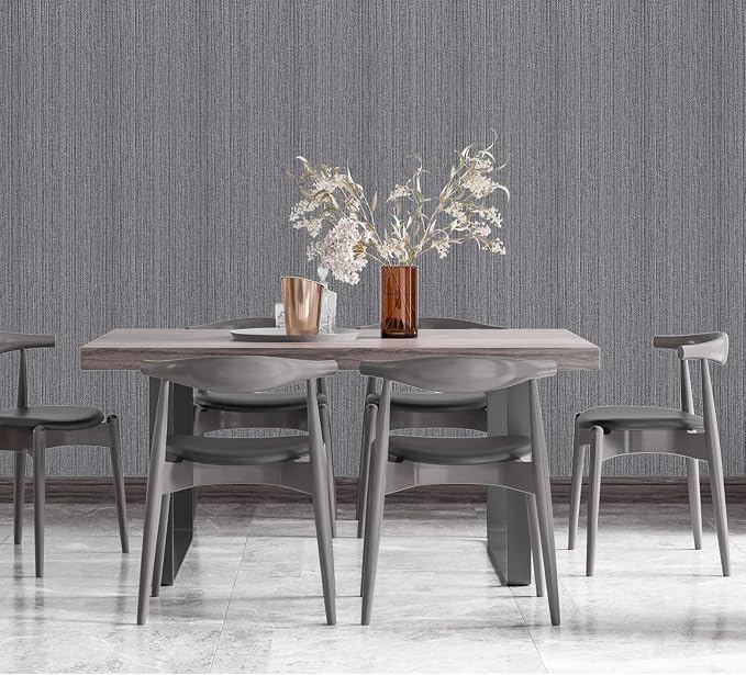 Grasscloth Peel and Stick Wallpaper Faux Weave Grey Contact Paper Modern - Image 5