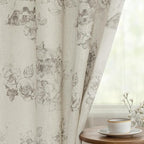 Yakamok 84 Inches Grey Floral Linen Textured Curtains - Image 7
