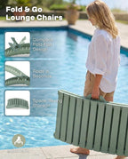 Folding HDPE Pool Lounge Chairs Set of 6, Pre-Assembled Outdoor Chaise Lounge - Image 3