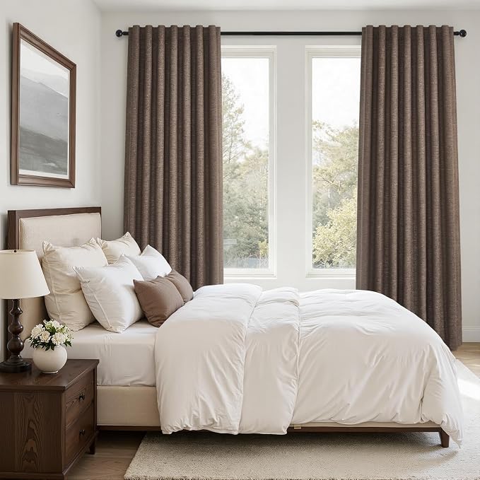 Topfinel 96 Inch Blackout Linen Curtains 2 Panel Set - Image 6