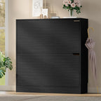 BORNOON Shoe Cabinet with 2 Flip Drawers, Slim Narrow Shoe Storage Cabinet - Image 3