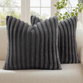 decorUhome Fall Faux Fur Throw Pillow Covers 24x24 Set of 2 Dark Grey | by decorUhome