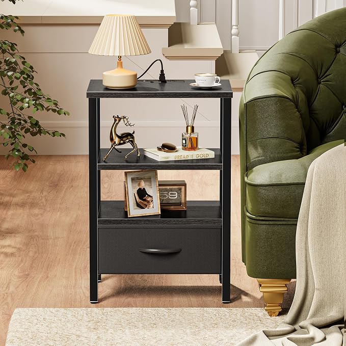 SUPERJARE Nightstand with Charging Station, Bed Side Table with Adjustable - Image 7