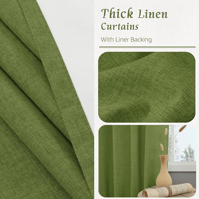 Full Blackout Linen Bedroom Curtains 54 Inch - Image 8