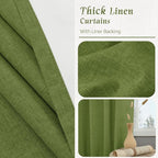 Sage Green 100% Blackout Linen Curtains 80 Inch - Image 8