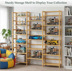 Homykic Bamboo Bookshelf, 71” Tall Triple Wide Bookcase - Image 7