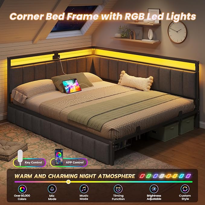 DICTAC Queen Corner Bed Frame - Image 4