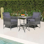 Tangkula 3-Piece Patio Furniture Set, PE Wicker Conversation Bistro Set w/A - Image 2