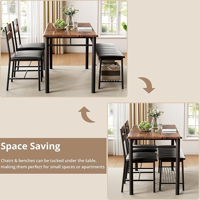 IRONCK Dining Table Set for 4, Kitchen Table - Image 6