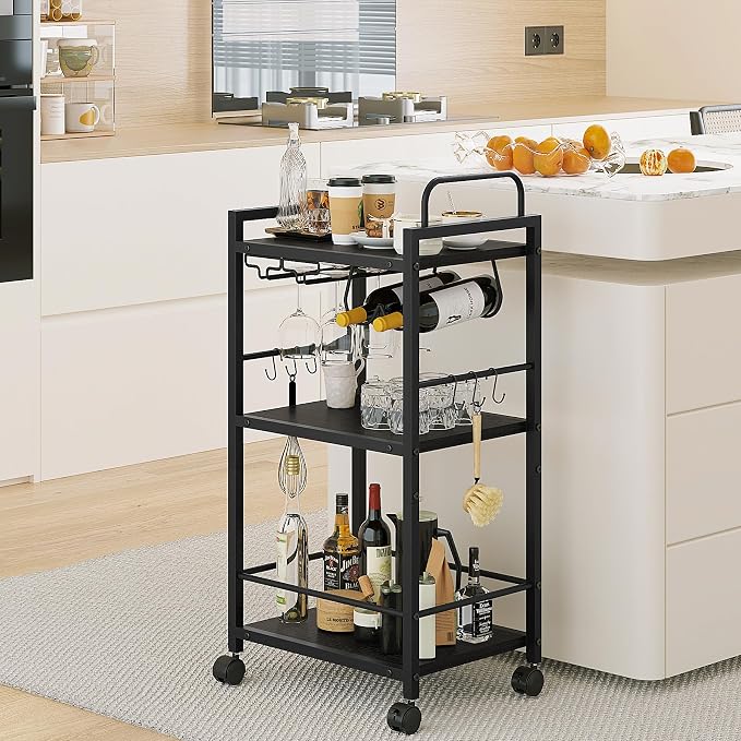 Bar Cart for The Home, 3 Tier Kitchen Carts - Image 2