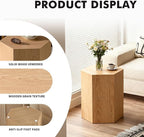 H 18.9in Hexagonal Natural Wood Side Table, Farmhouse Coffee Table - Image 6