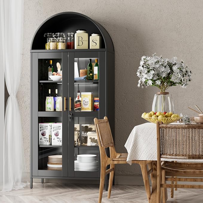 78.74'' H Tall Metal Arched Cabinet - Image 3