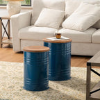 Glitzhome Rustic Storage Ottoman Seat Stool, Farmhouse Nesting End Table by Glitzhome
